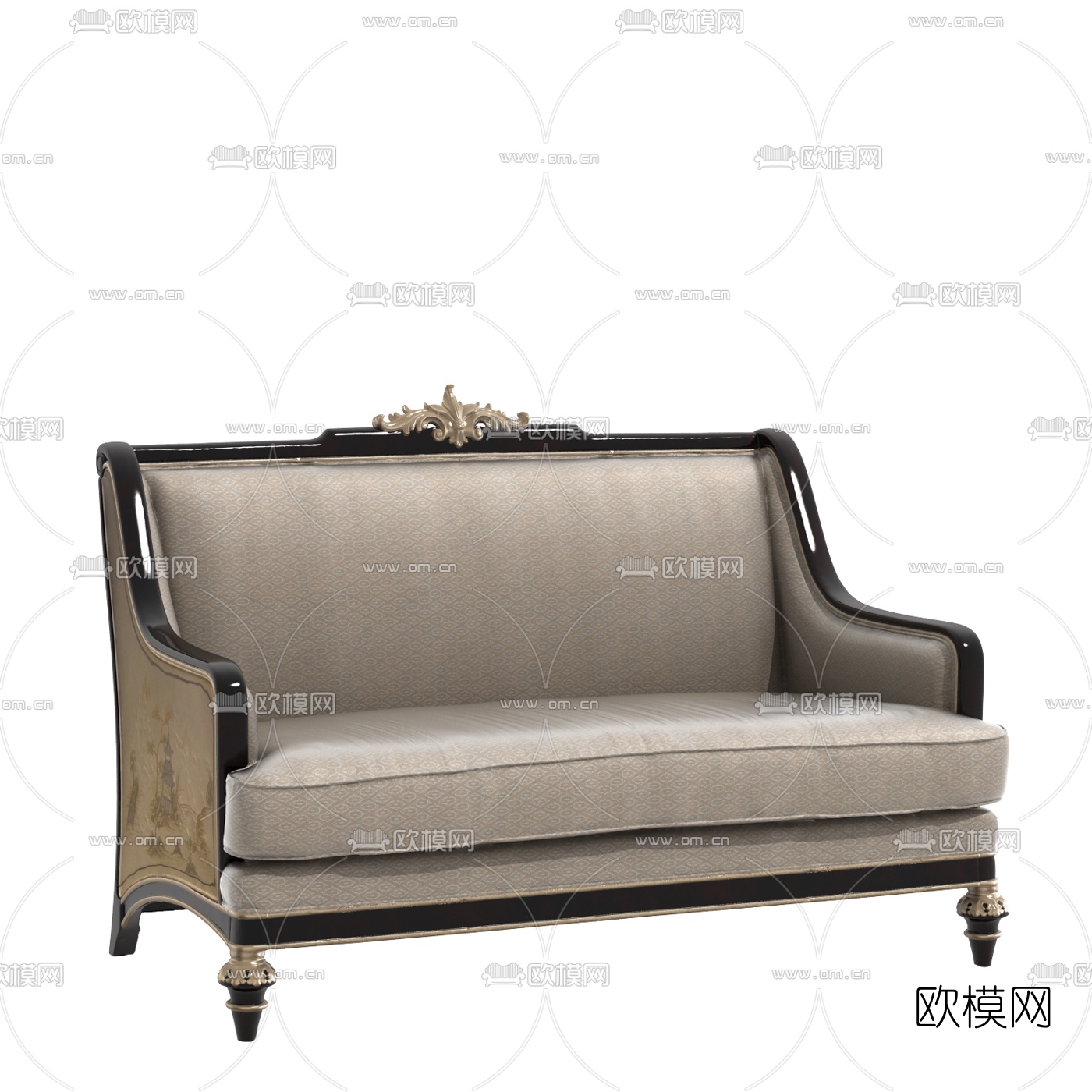 美式布艺双人沙发3D模型下载