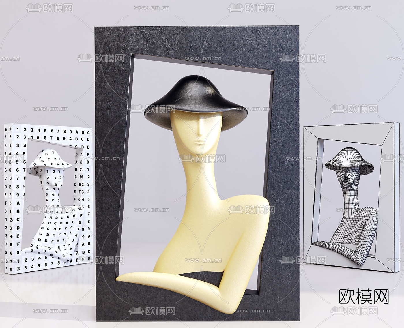现代艺术品雕塑摆件组合3D模型
