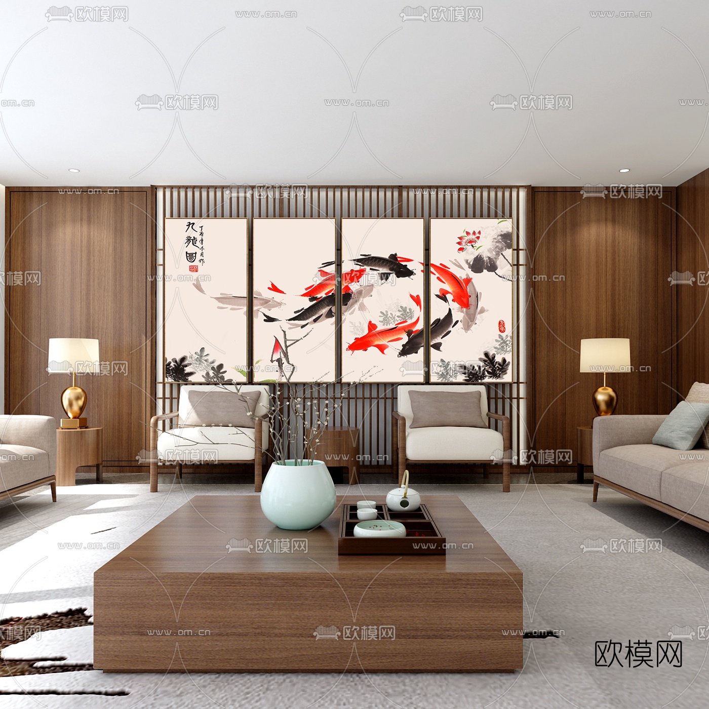 新中式贵宾接待室免费3d模型