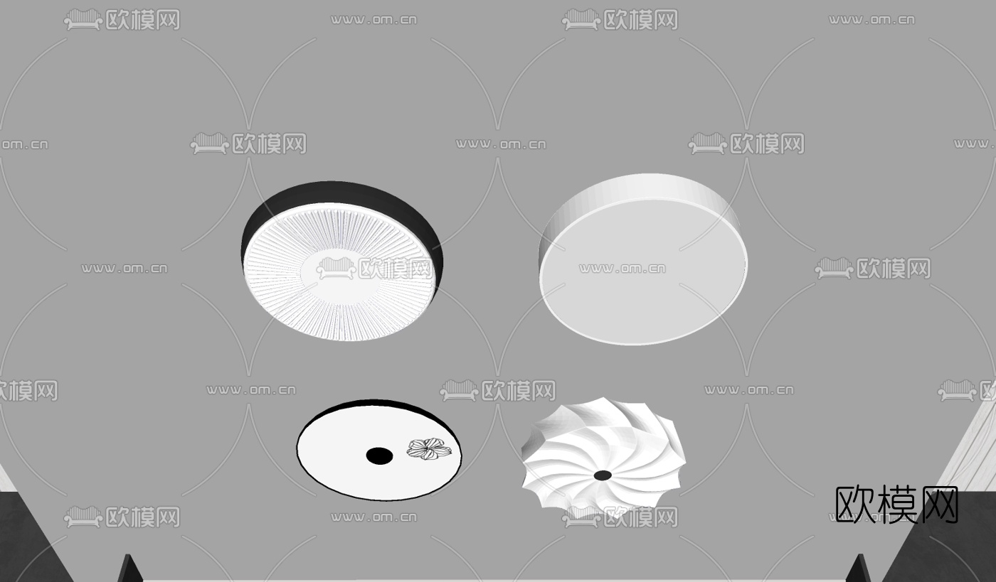现代吸顶灯组合su模型下载（渲染图2）
