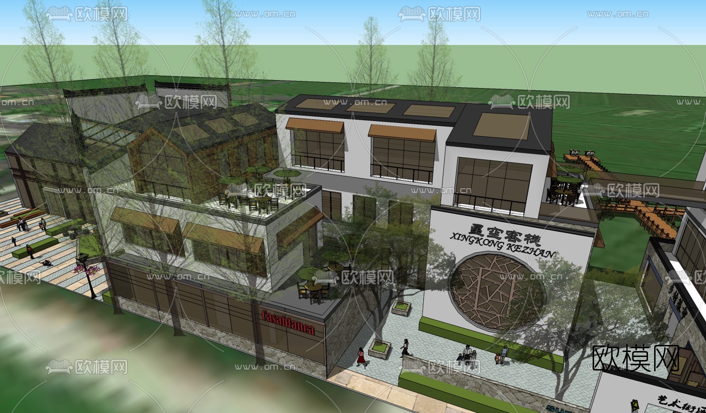 新中式休闲会所su模型下载（渲染图4）