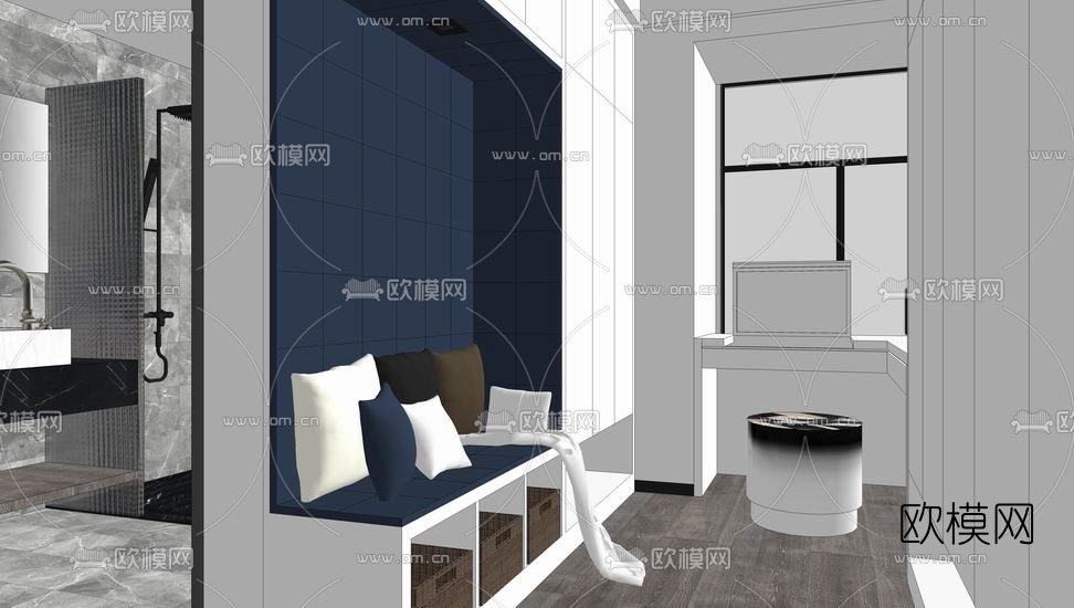 北欧客餐厅su模型下载（渲染图3）