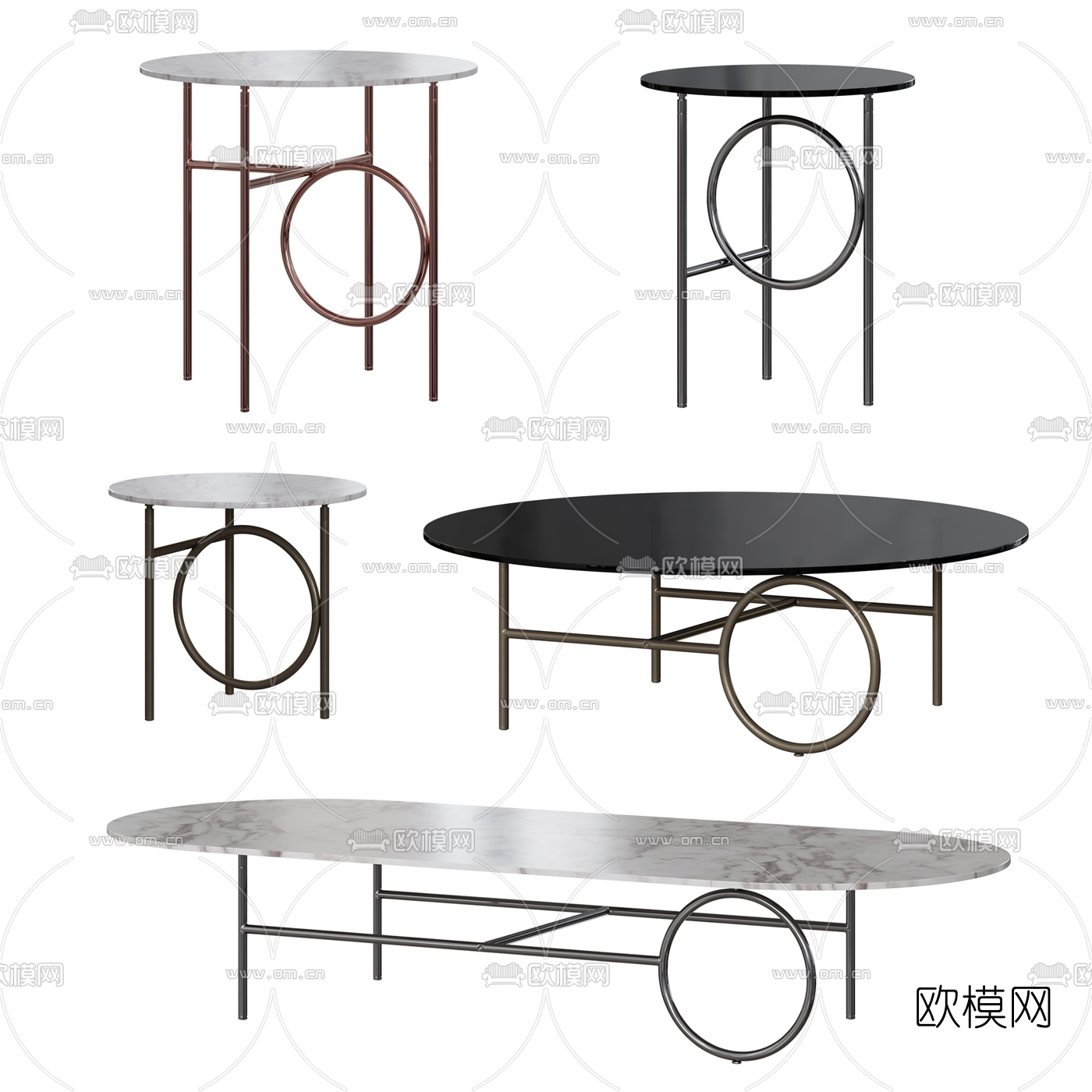 Minotti现代圆几茶几组合3d模型下载（渲染图6）