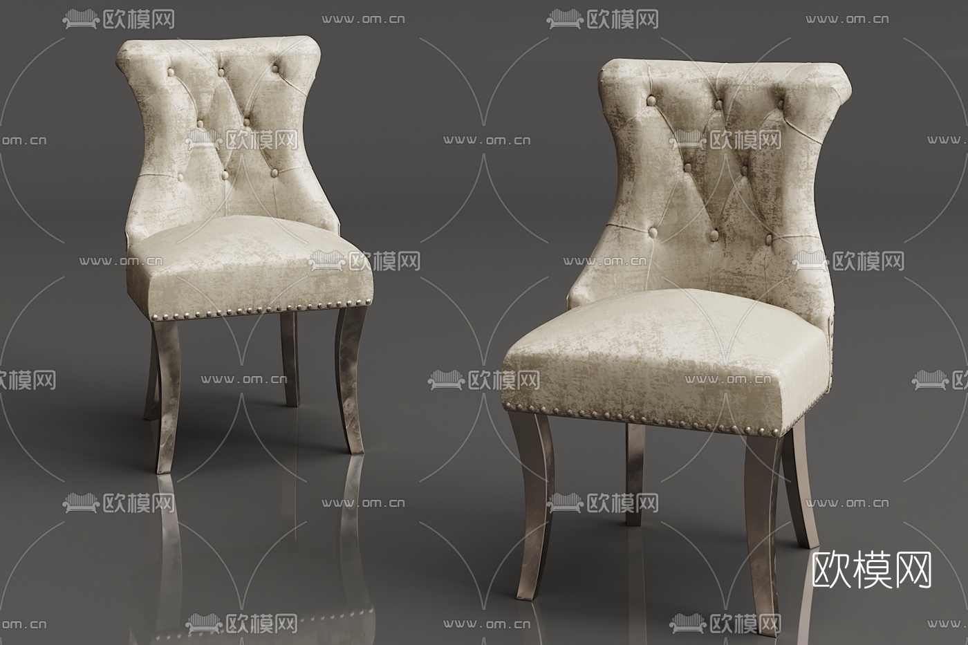 欧式绒布单椅3d模型下载