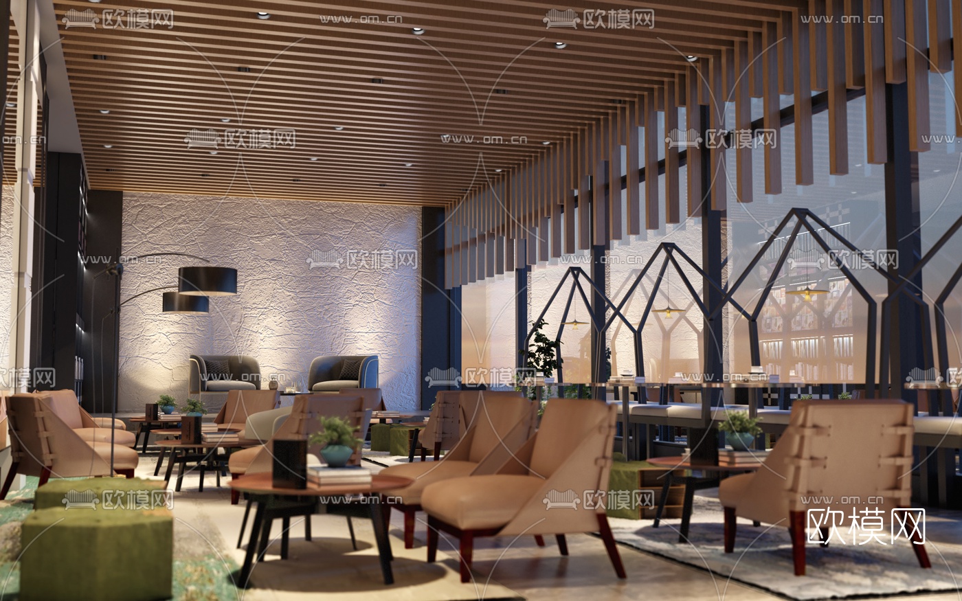 现代奶茶店3d模型下载（渲染图2）