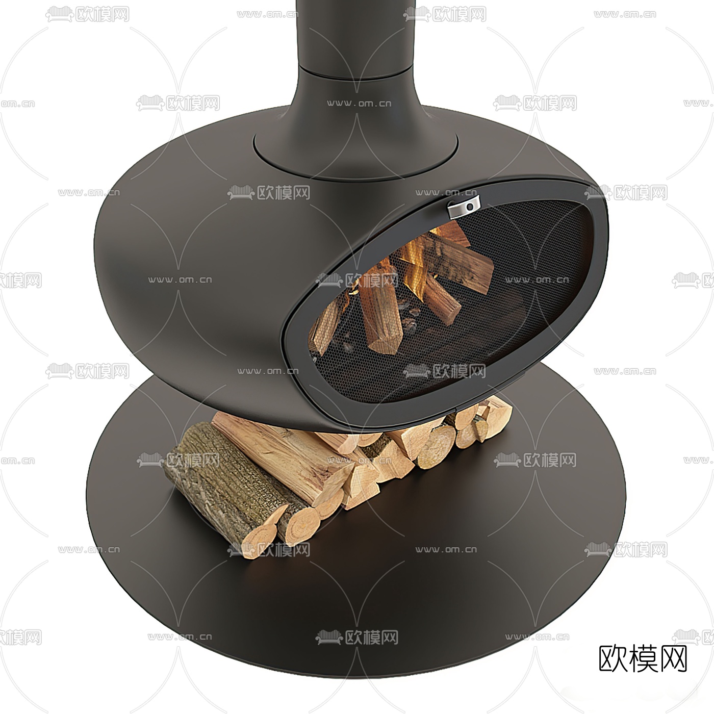 工业风吊挂式壁炉3d模型下载（渲染图2）