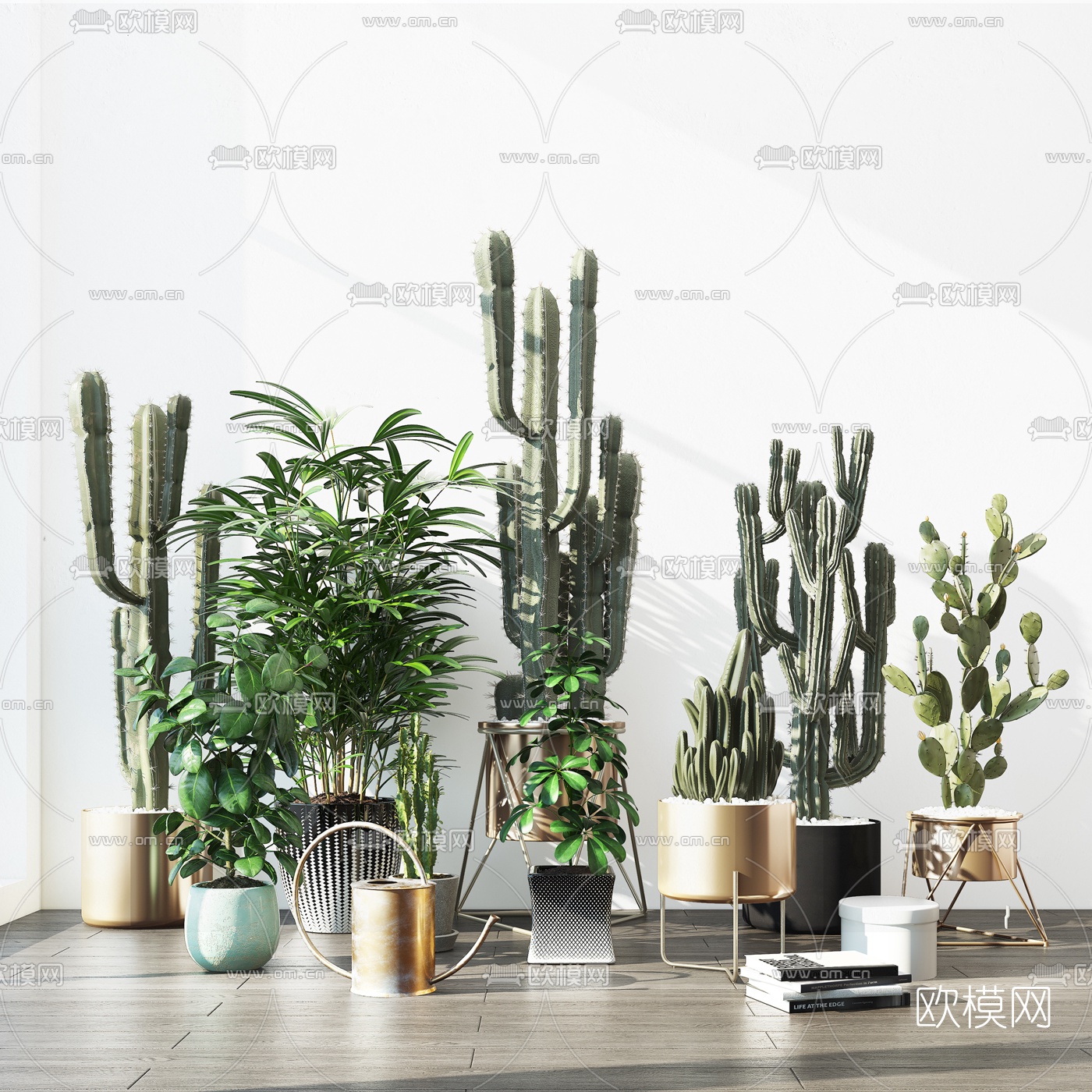 现代绿植盆栽组合3d模型下载