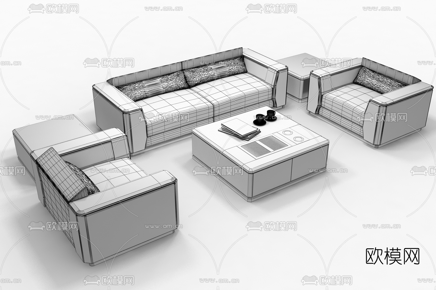 现代办公沙发组合3d模型
