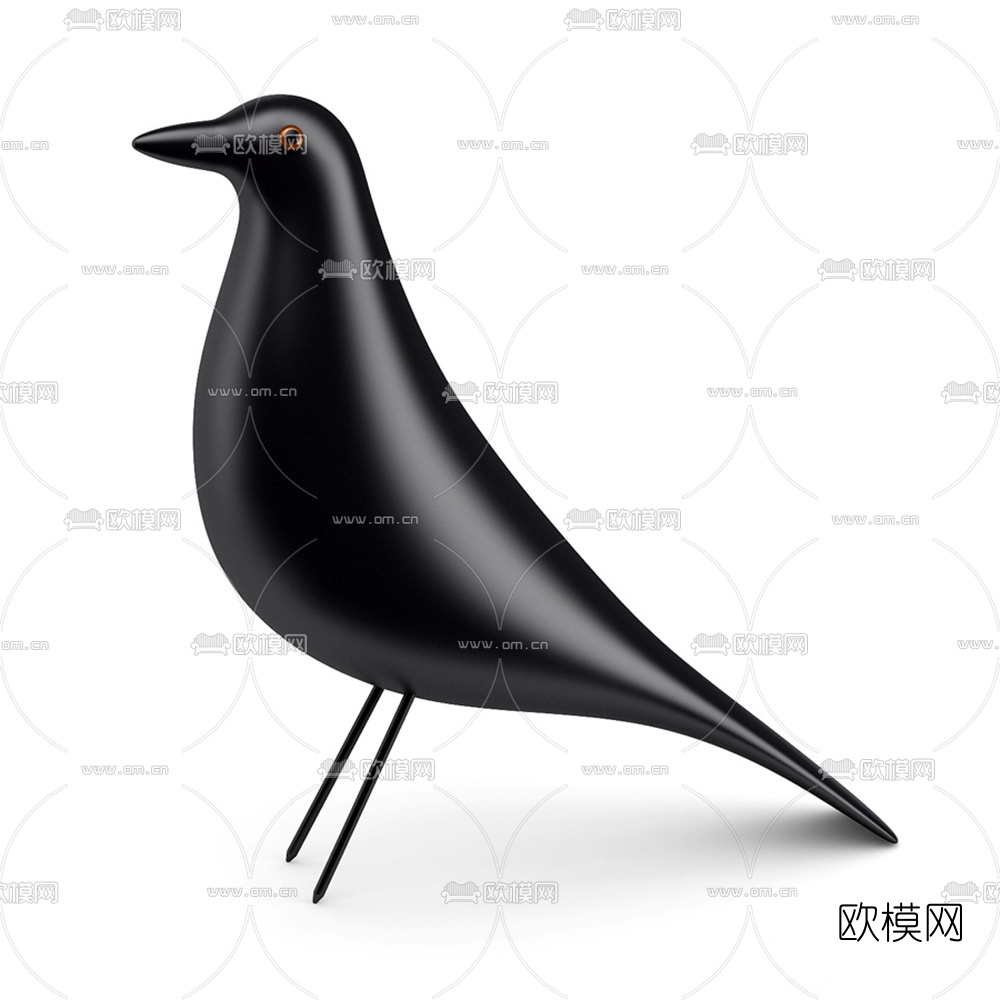 现代黑色小鸟摆件3d模型下载