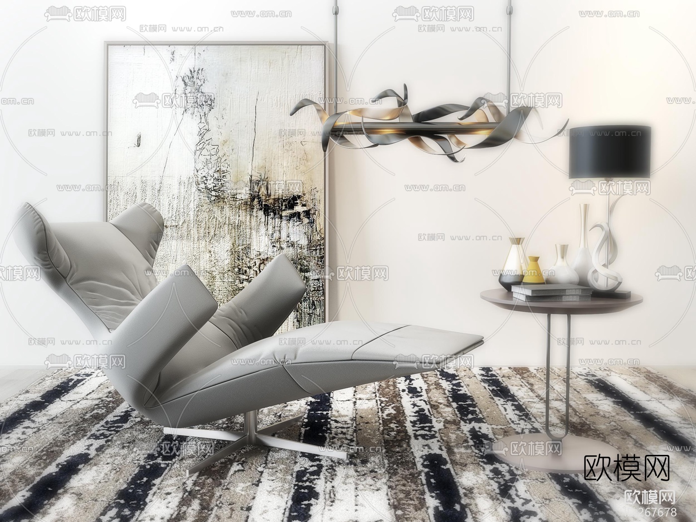 北欧躺椅吊灯组合3D模型下载