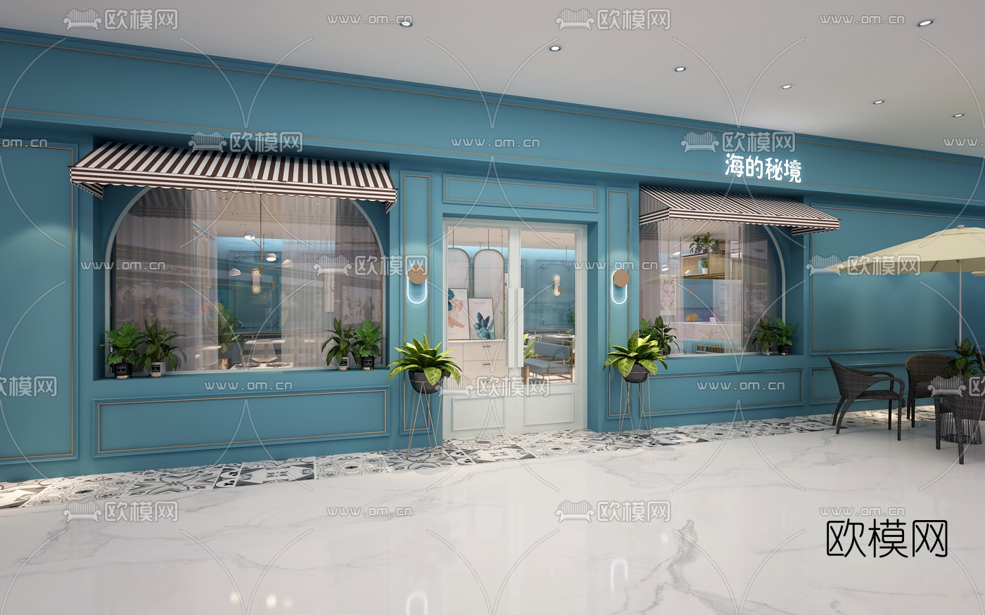 现代轻奢主题餐厅3d模型