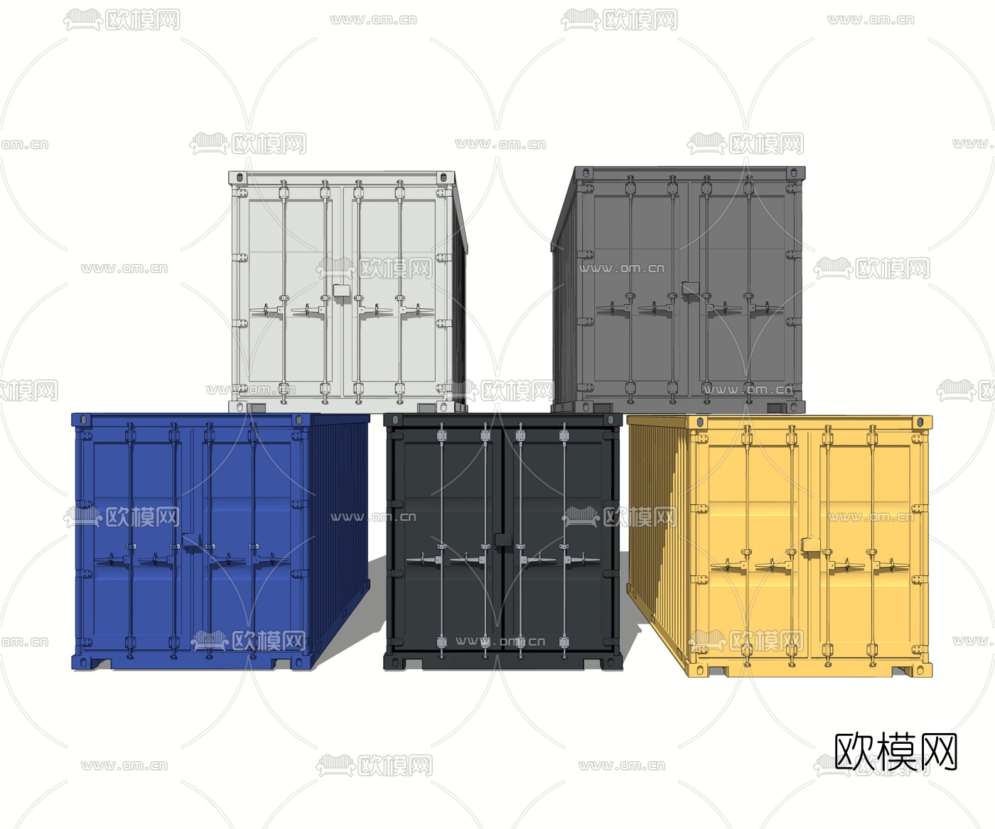 工业风集装箱货运柜su模型下载（渲染图1）