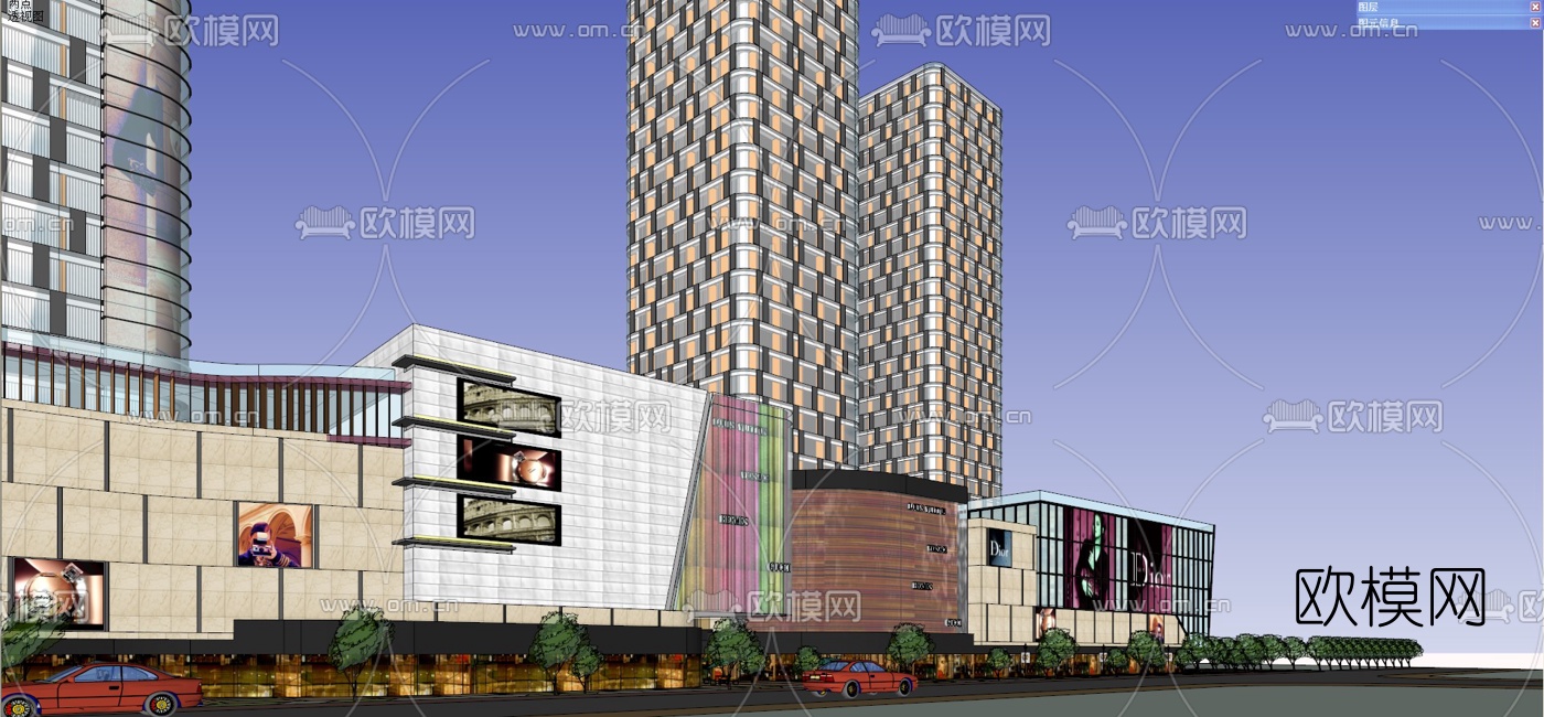 现代商业街规划su模型下载（渲染图8）