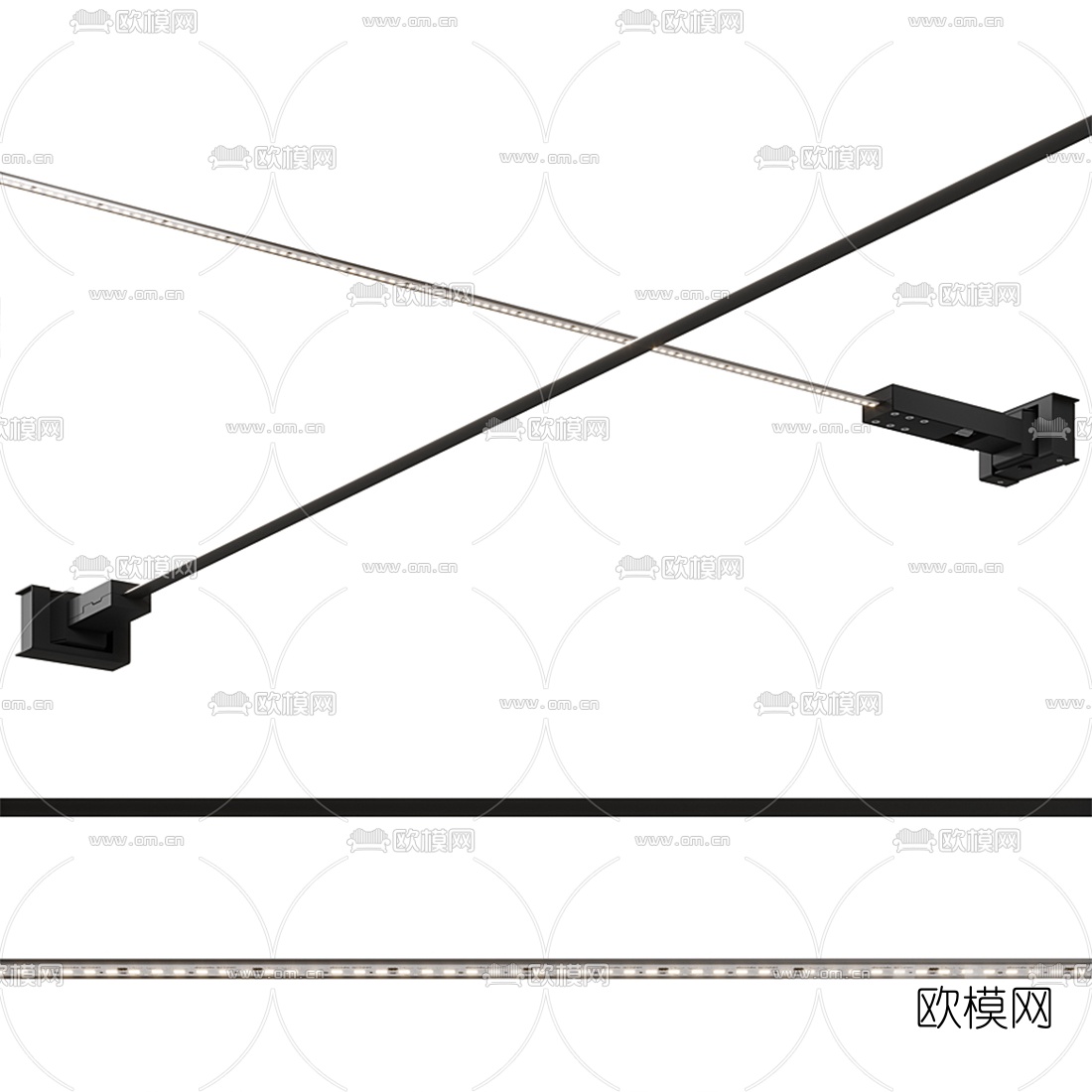 现代天际线灯钢带灯3d模型下载（渲染图1）