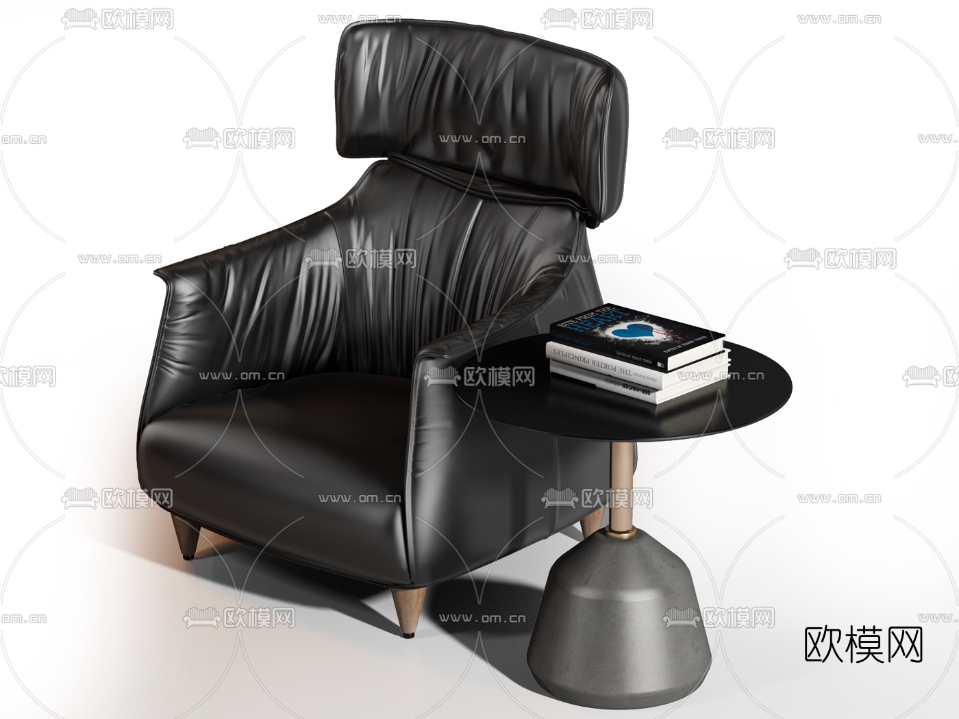 现代皮革休闲椅组合3d模型
