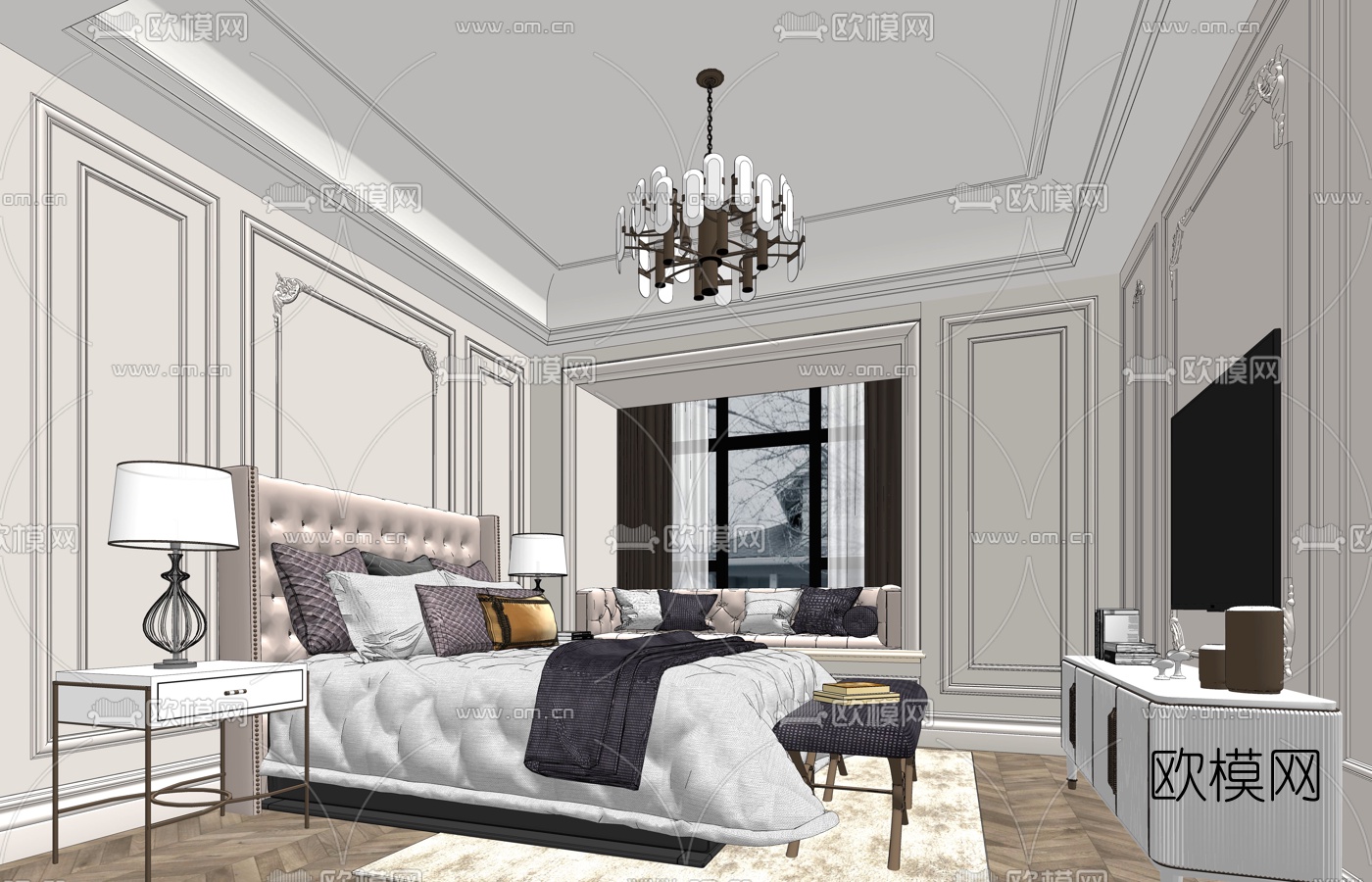 欧式卧室主人房su模型