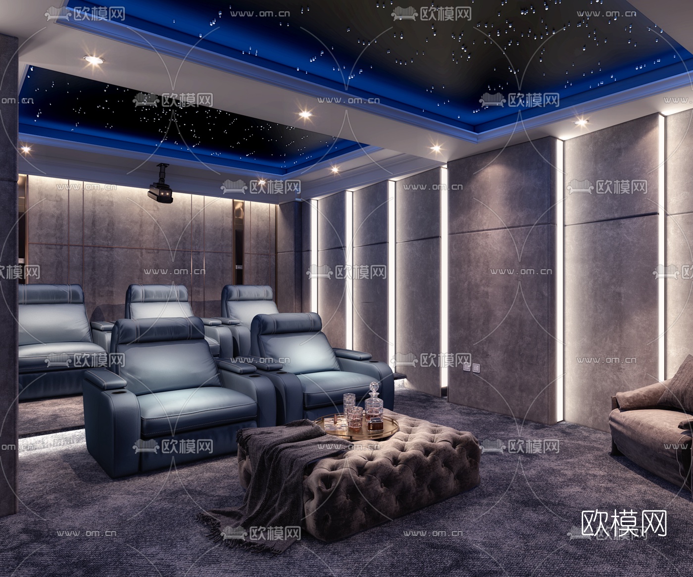 现代别墅影音室3d模型