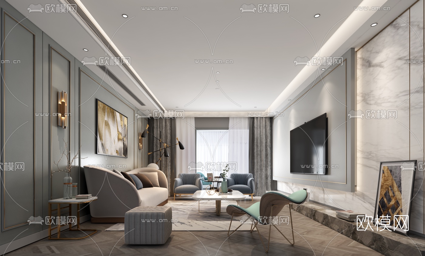 后现代客厅3d模型