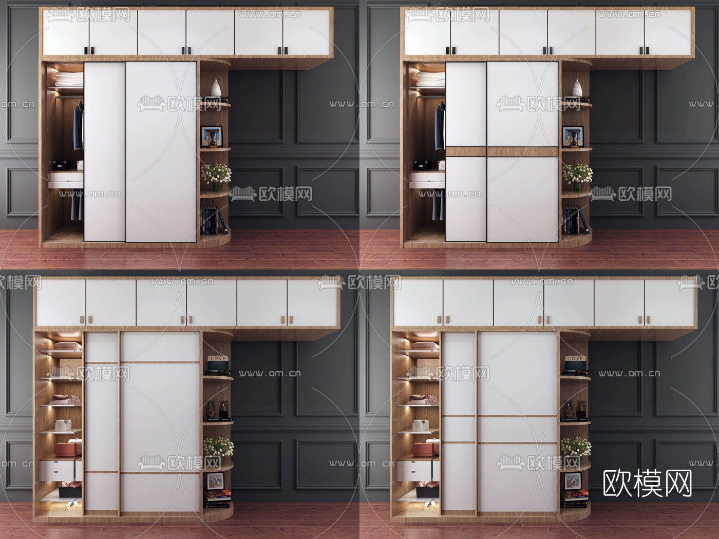 现代实木衣柜组合3d模型下载（渲染图5）