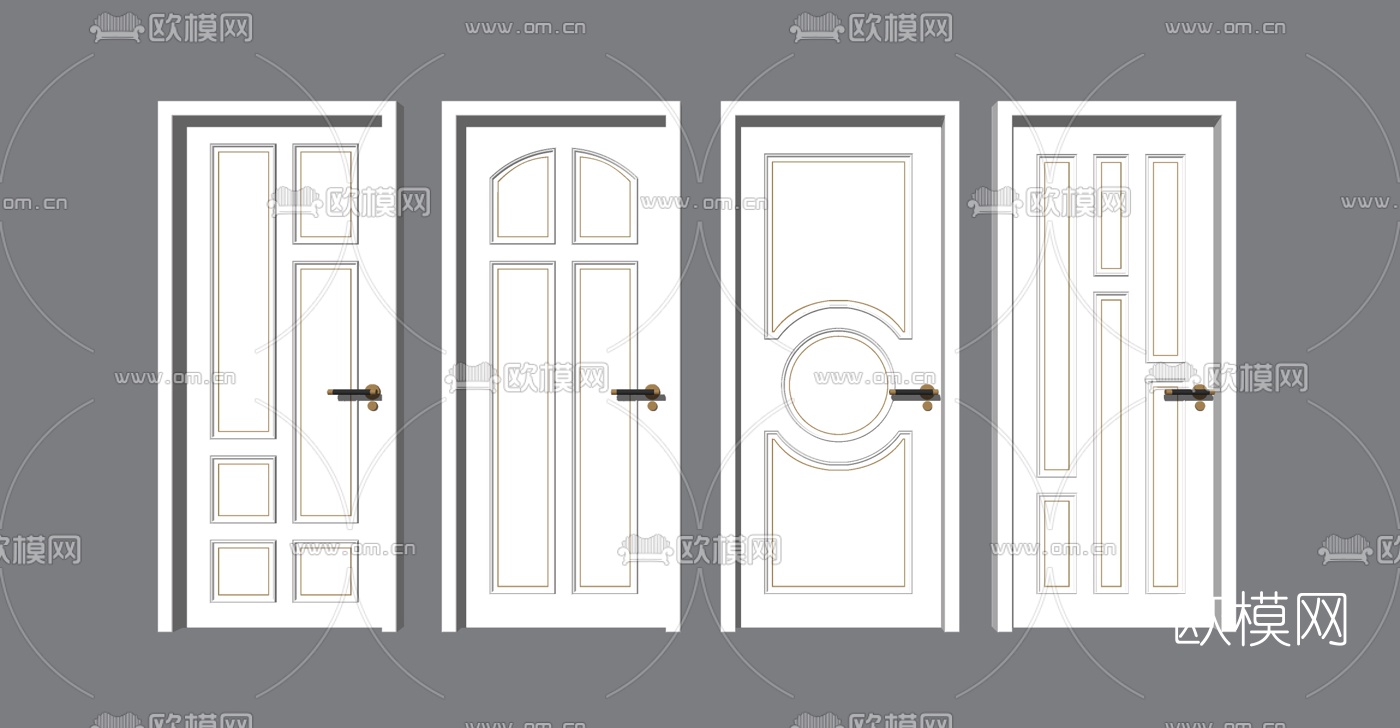 简欧房门单开门su模型下载