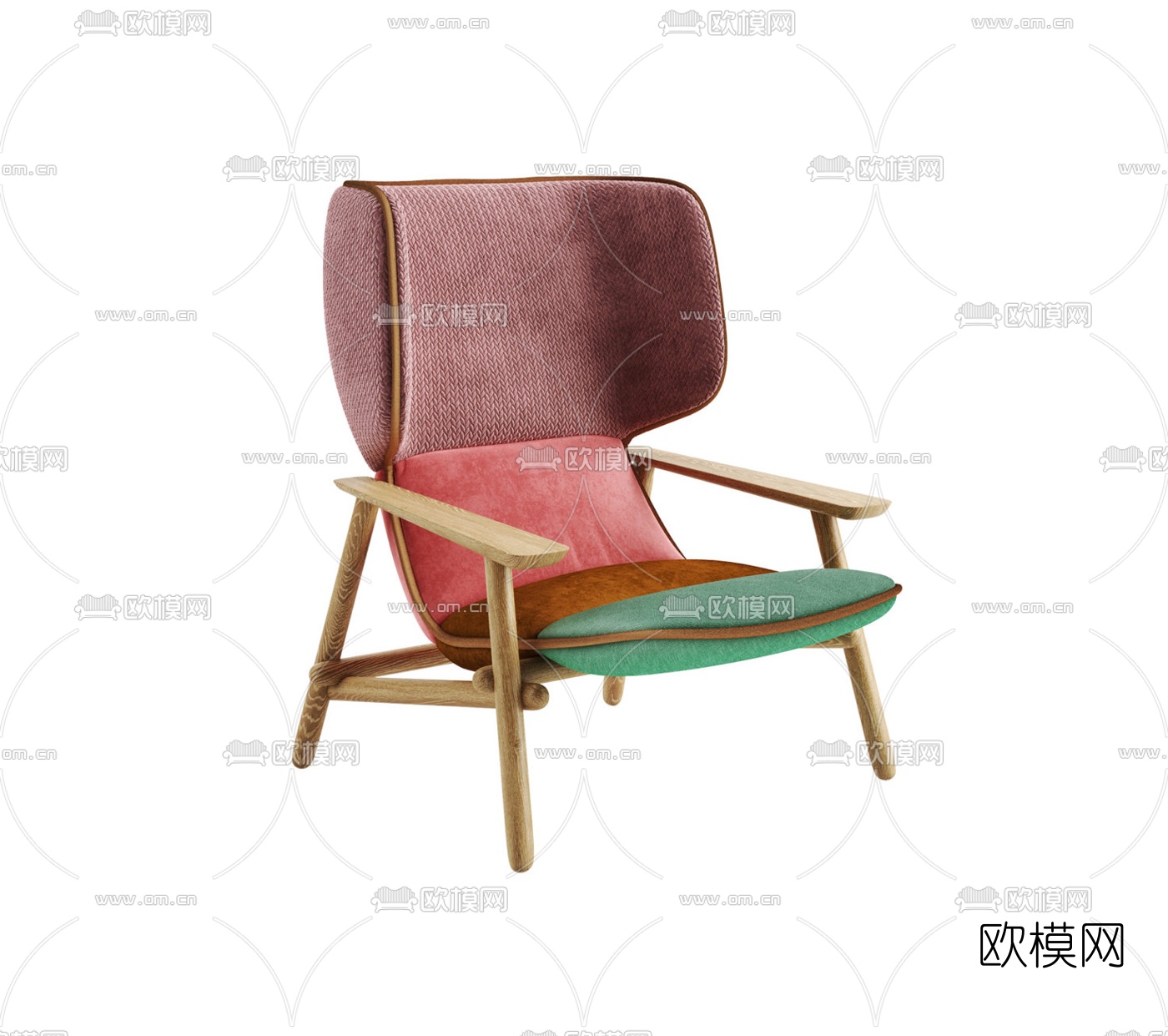 现代布艺休闲椅su模型下载（渲染图1）