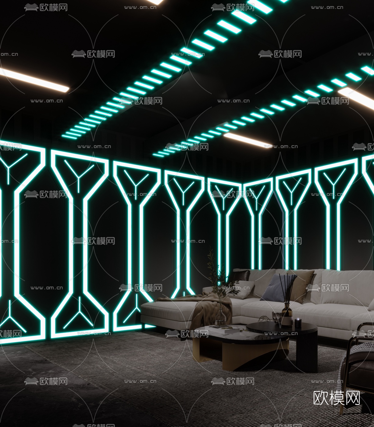 现代网咖电竞房休息区3d模型下载（渲染图2）