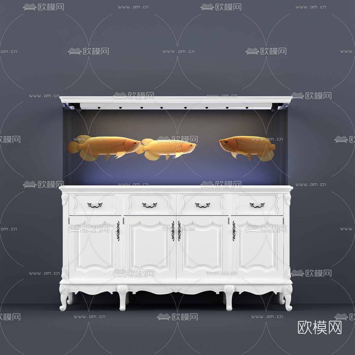 欧式雕花鱼缸3D模型下载