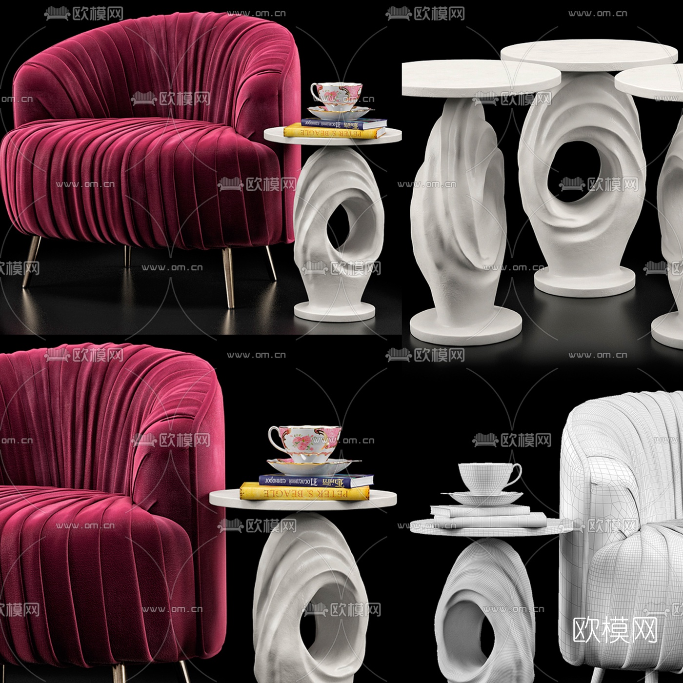 欧式单人沙发3d模型下载