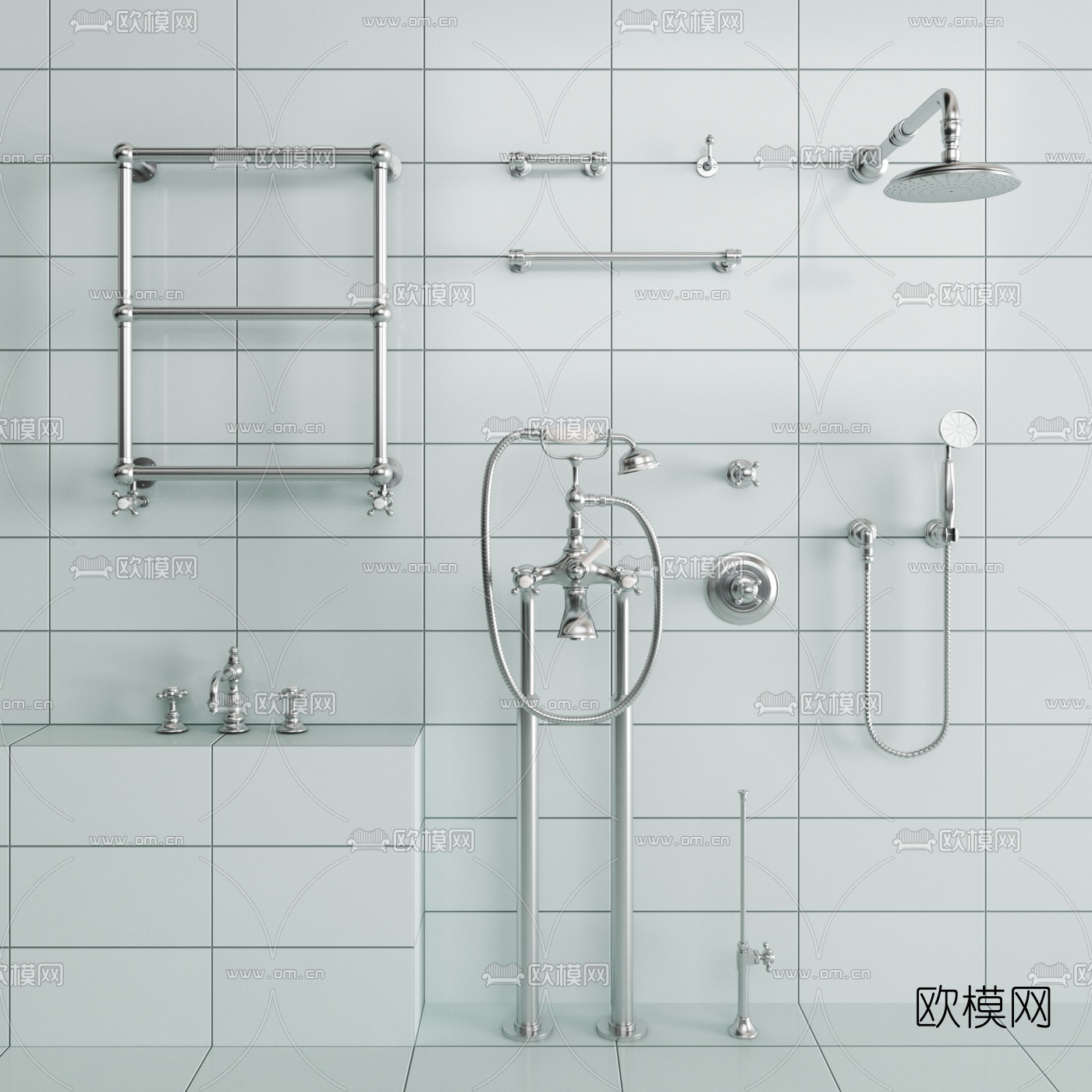 现代花洒淋浴水龙头卫浴小件3d模型