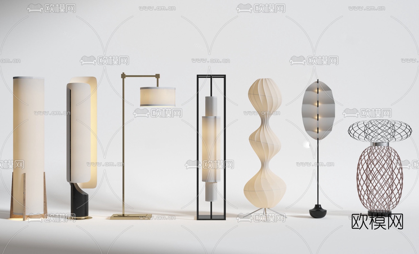 新中式落地灯su模型下载（渲染图1）