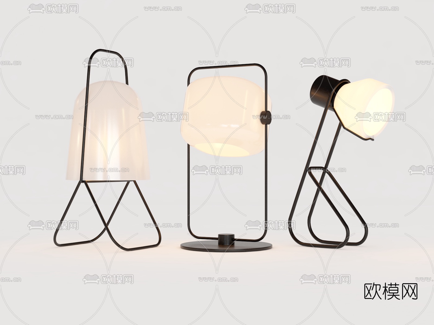 现代简约台灯组合3d模型下载（渲染图2）