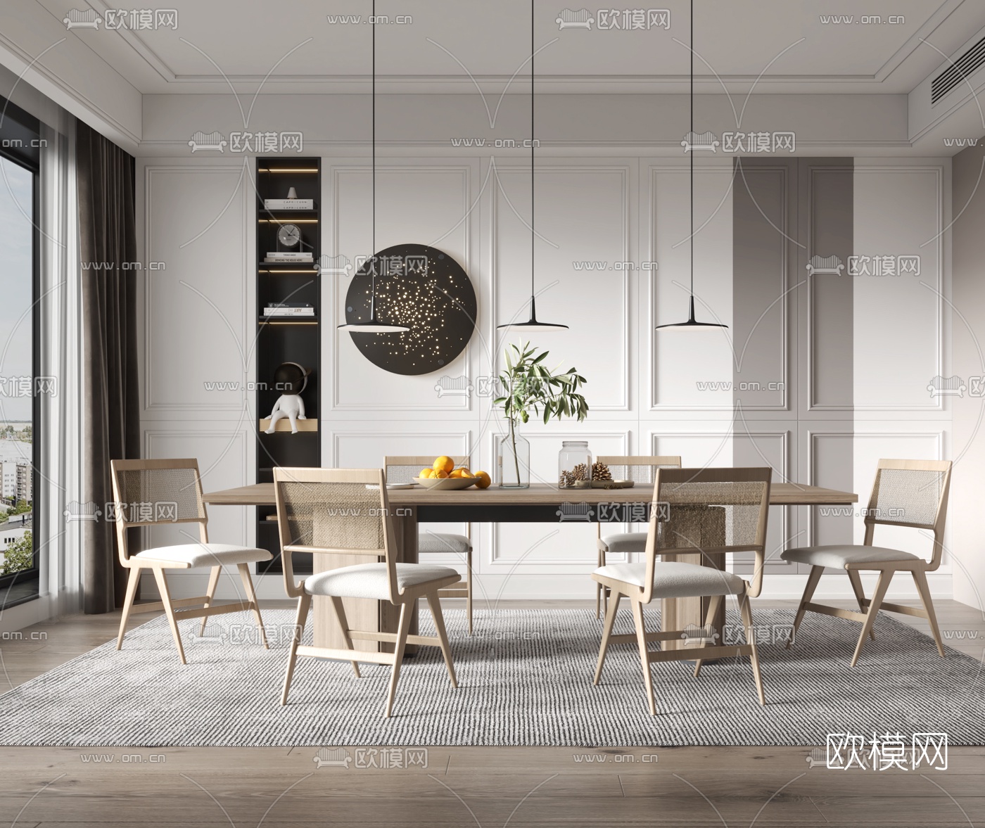 北欧餐厅su模型下载（渲染图1）