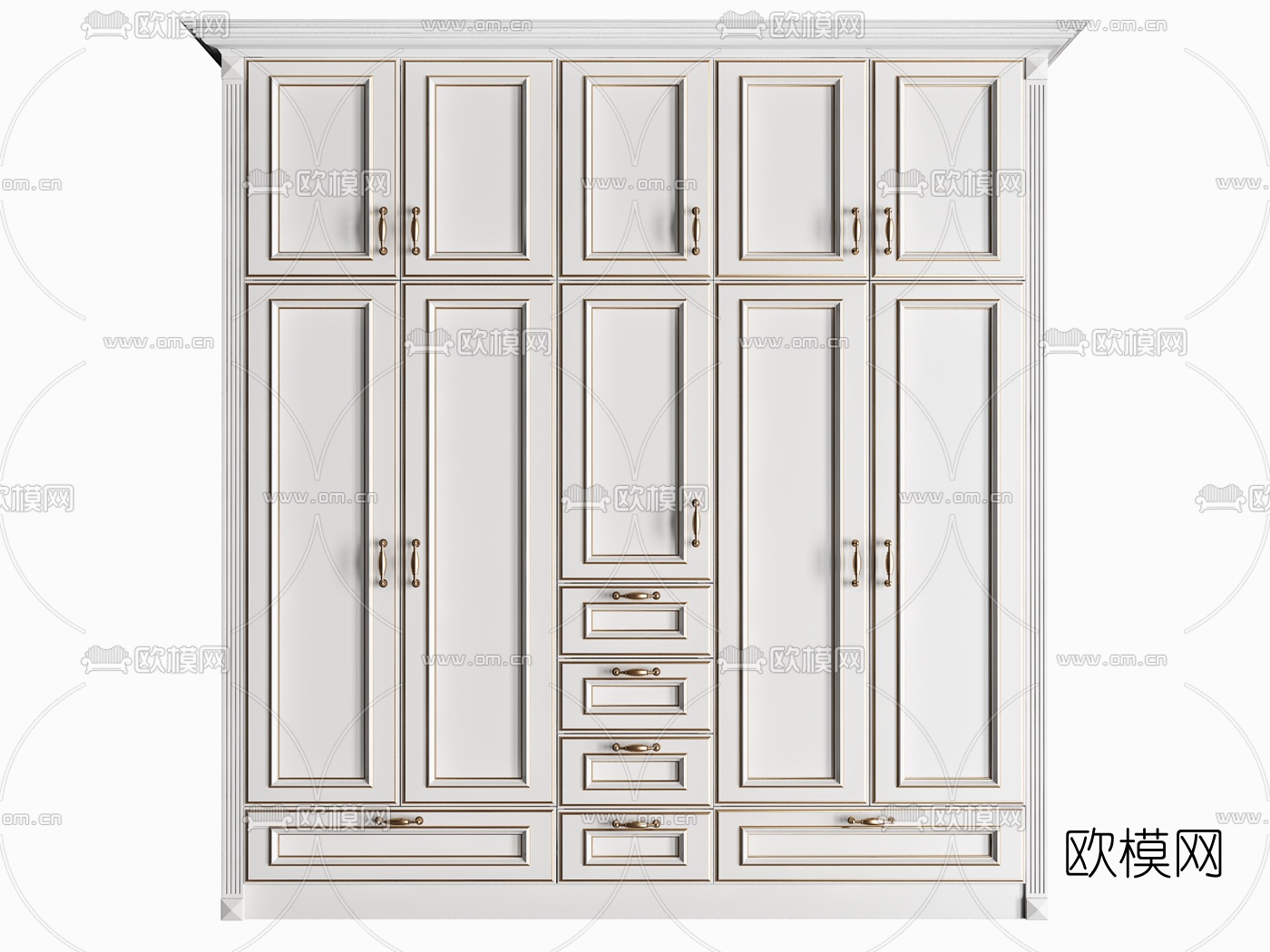 简欧实木衣柜3d模型下载