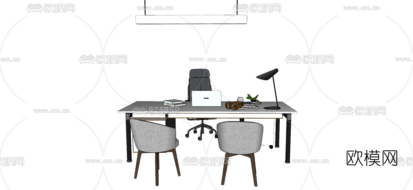 现代办公桌椅su模型下载（渲染图4）