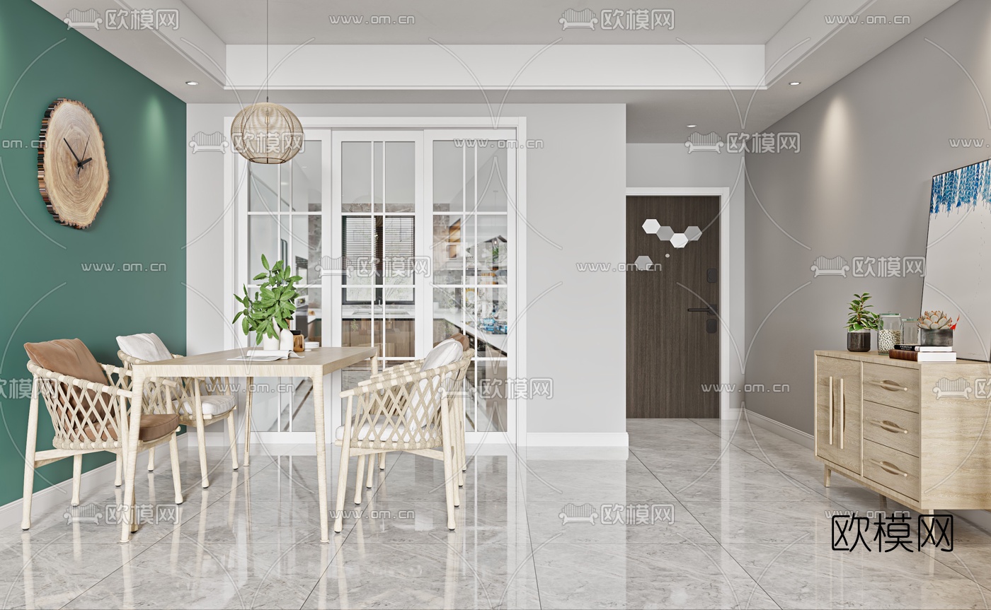 北欧公寓客厅餐厅3d模型下载（渲染图4）