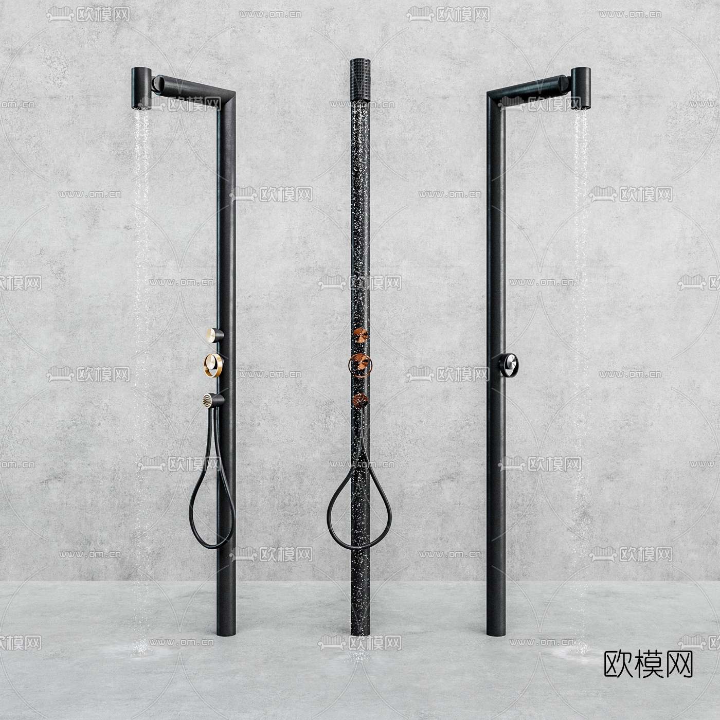 工业风金属花洒3d模型