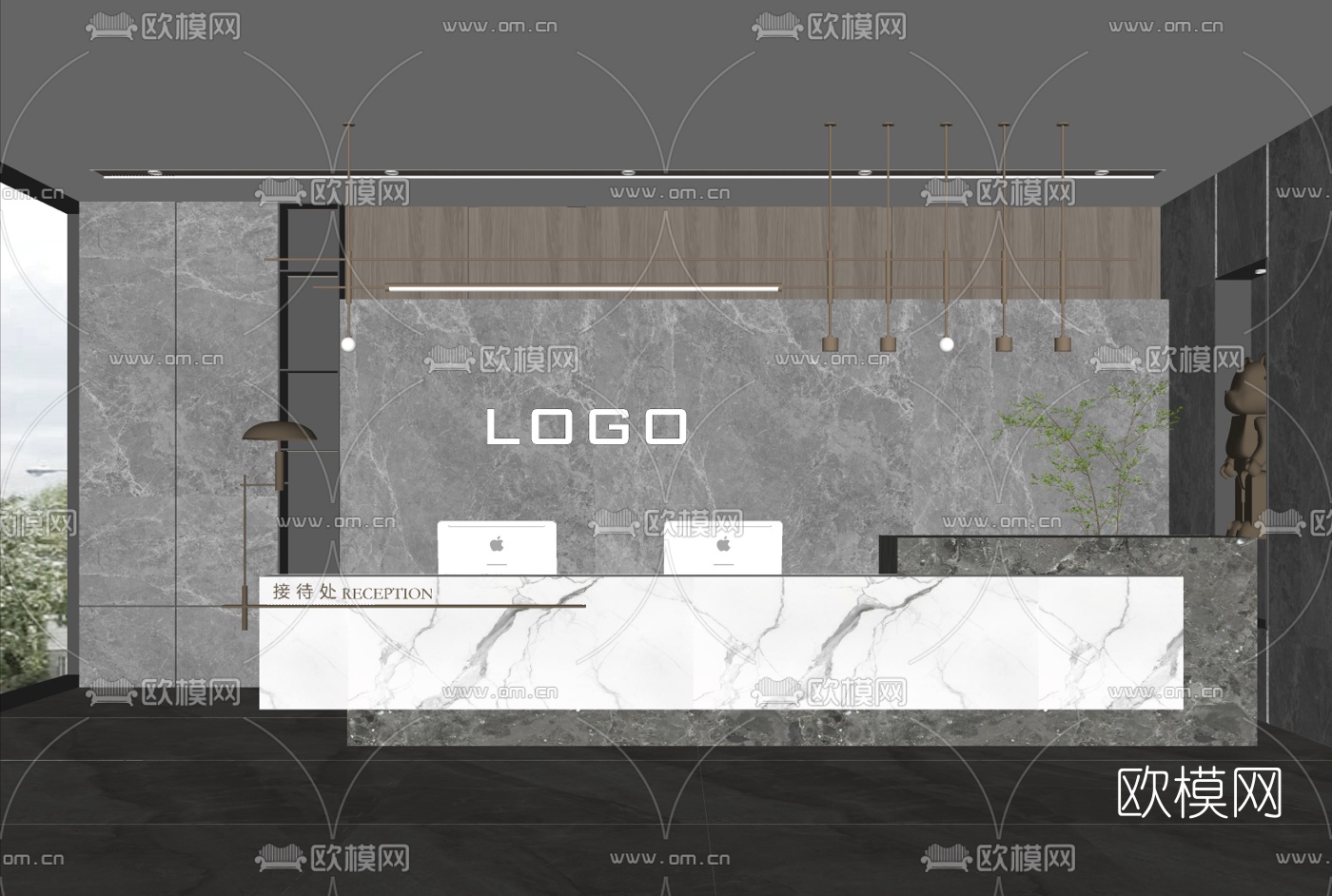 现代前台su模型下载（渲染图2）