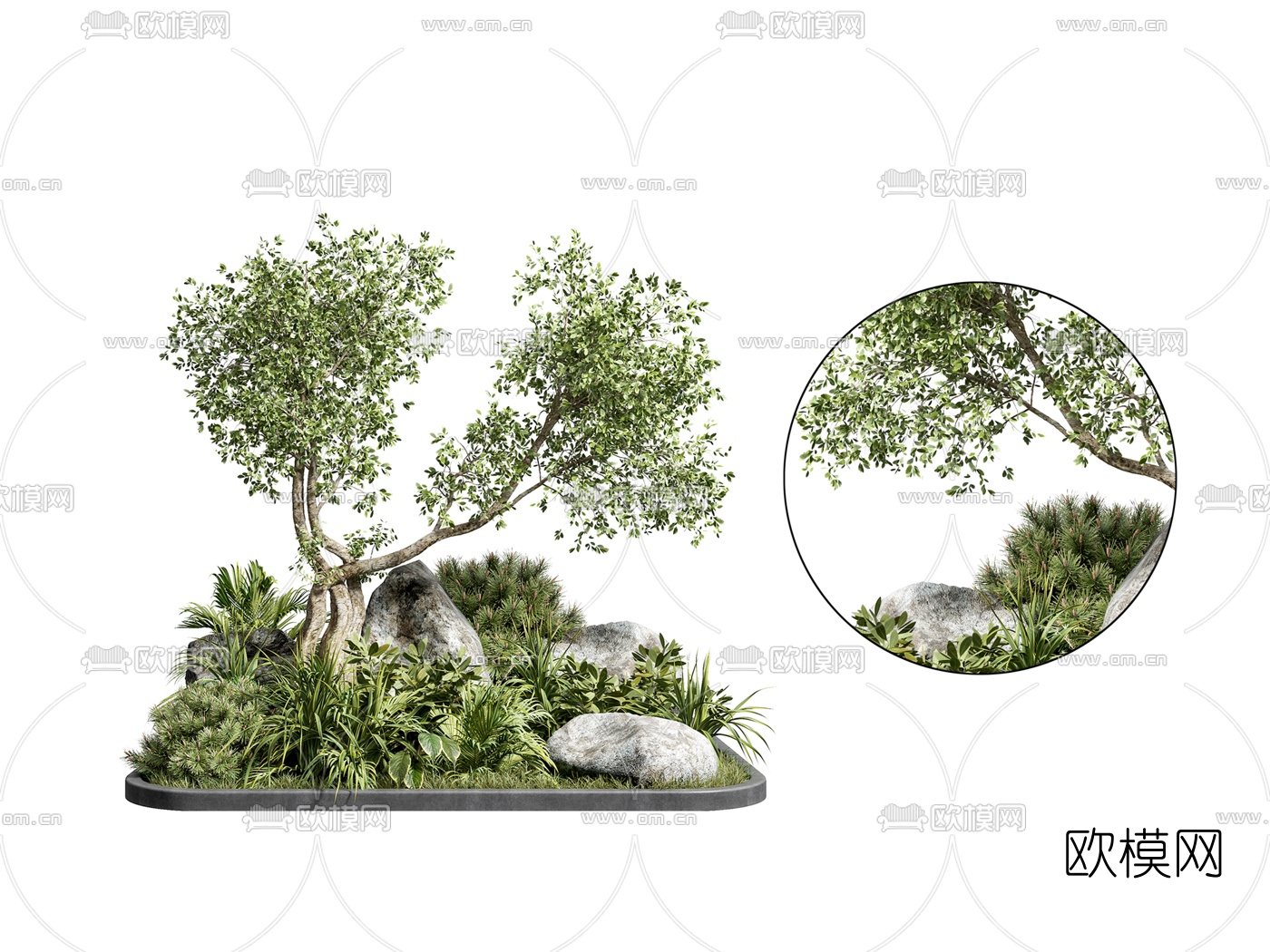 现代绿植灌木3d模型下载