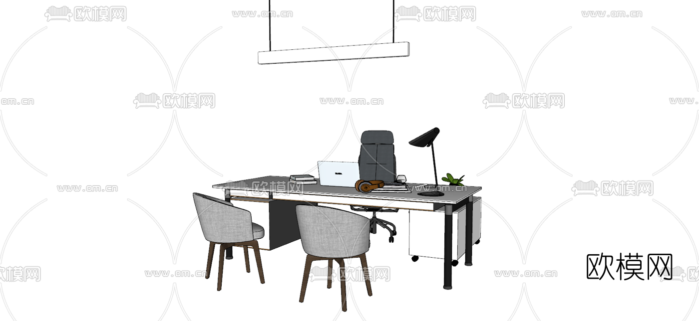 现代办公桌椅su模型下载（渲染图2）