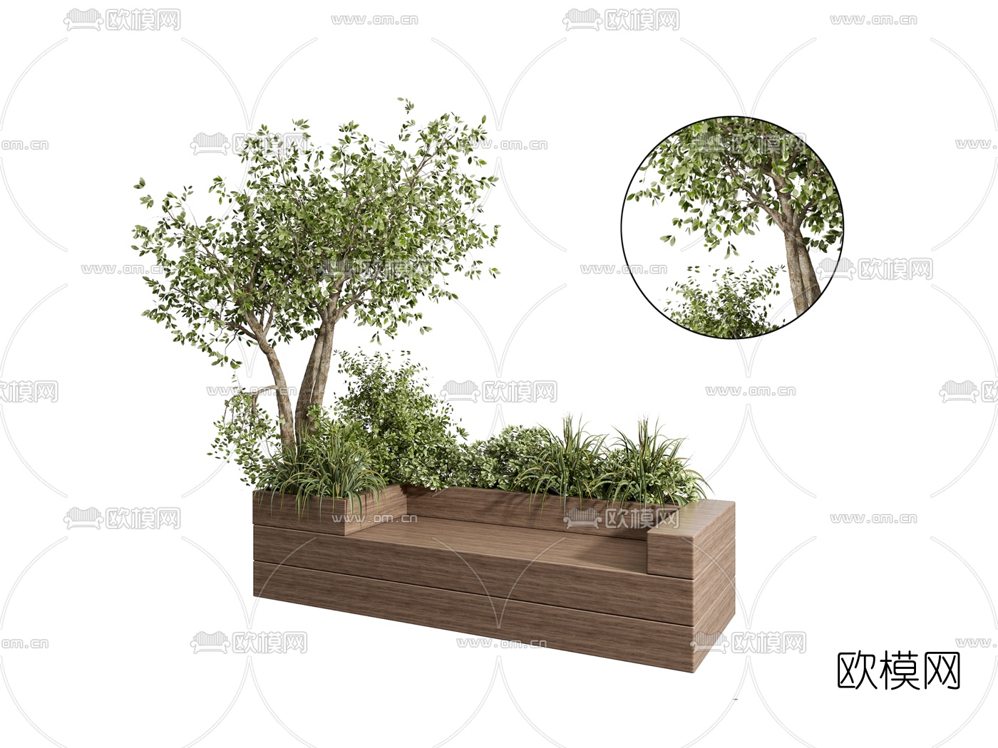 现代花坛户外椅3d模型