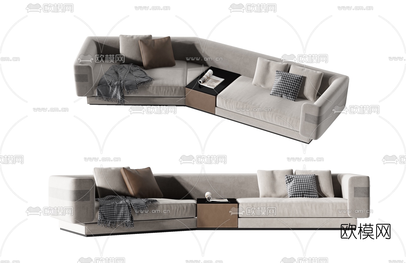 现代布艺多人沙发3d模型下载