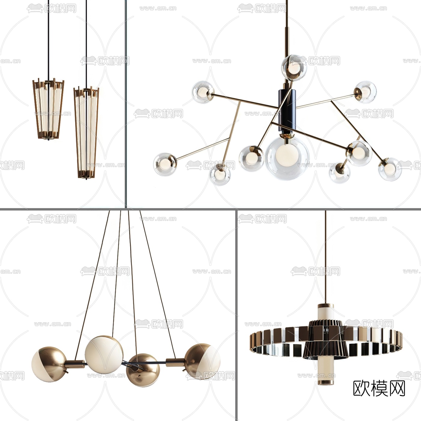 现代轻奢吊灯3d模型下载