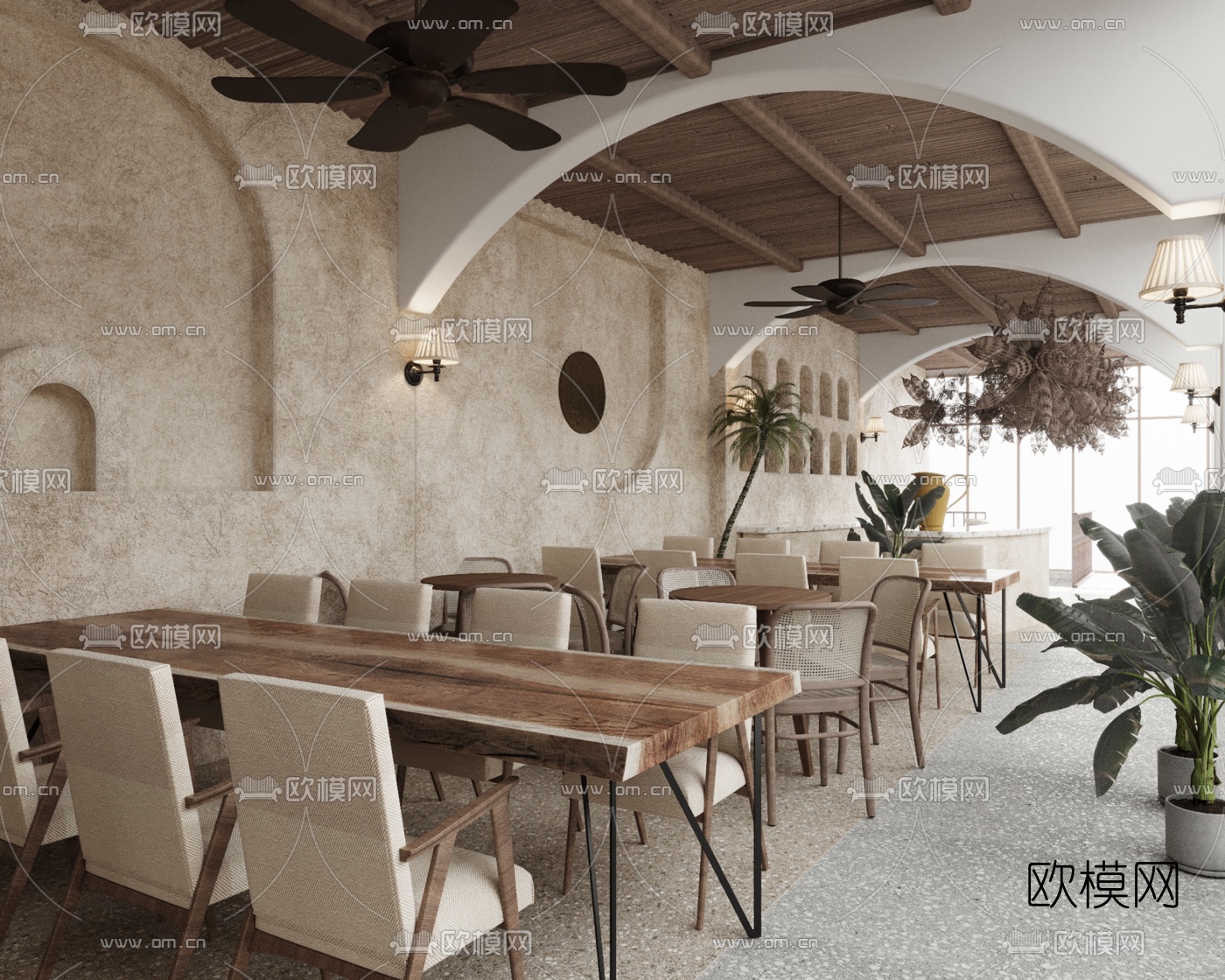 侘寂风主题餐厅3d模型下载（渲染图4）