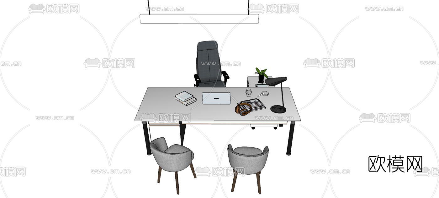 现代办公桌椅su模型下载（渲染图3）