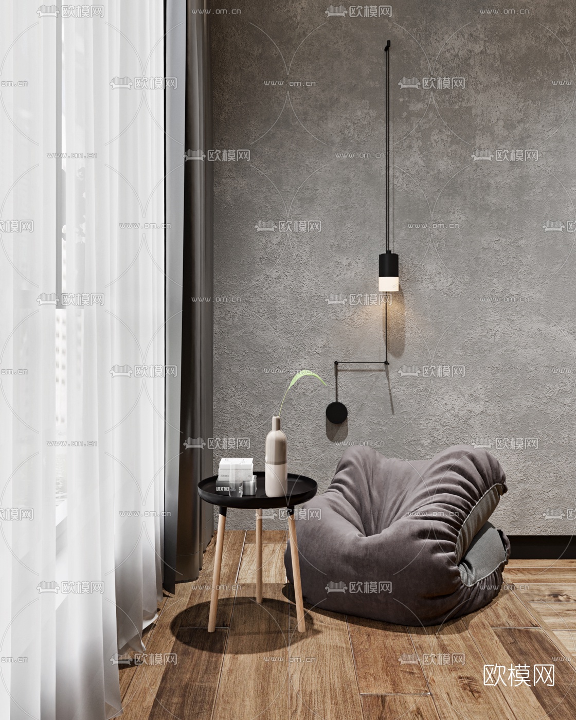 工业风客厅餐厅3d模型下载（渲染图6）