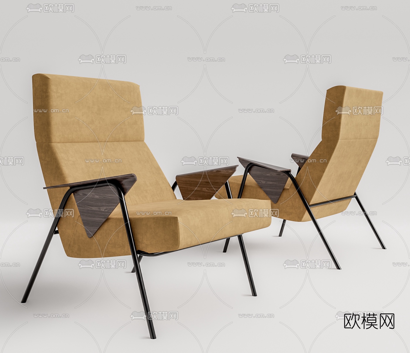 现代布艺单椅su模型