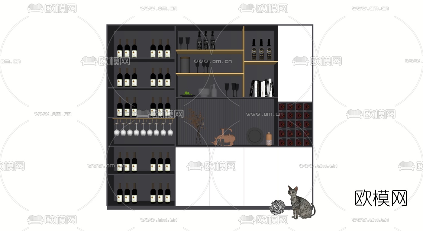 北欧酒柜su模型下载（渲染图2）