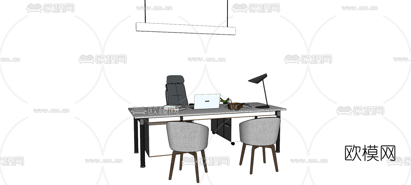 现代办公桌椅su模型下载（渲染图1）