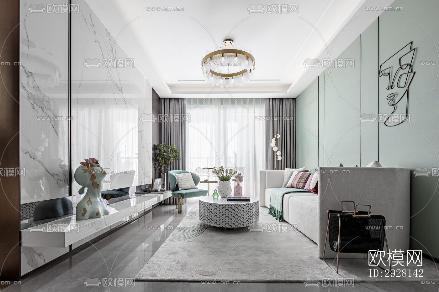 北欧平层效果图下载（渲染图3）