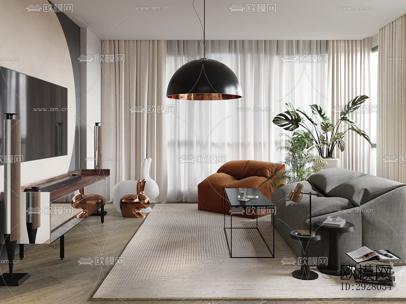 现代公寓效果图下载（渲染图2）